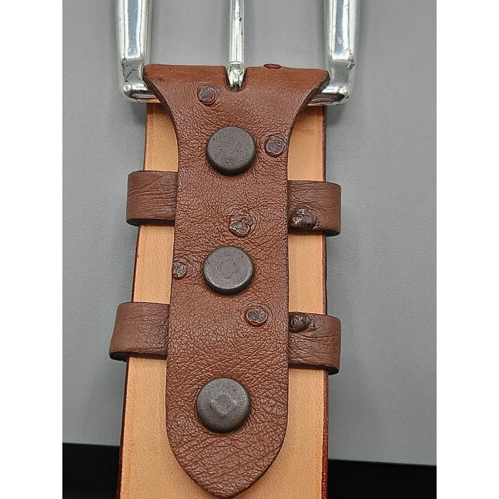 Genuine African Ostrich Brown Leather Belt (Made in U.S.A) Saddlebags Size 34